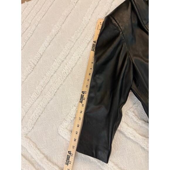 Vintage Ladies Lony G Leather Double Breasted Leather Jacket 3/4 sleeve size 12 - Picture 7 of 8